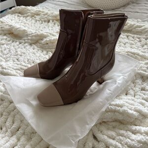 Sam Edelman Elegant Brown / mushroom Patent Leather Ankle Boots